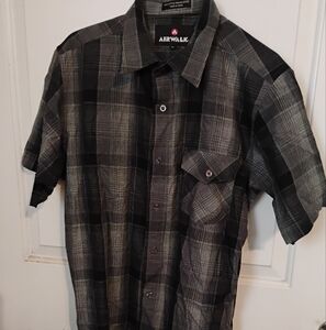 Airwalk Gray and Black Casual Button Down Shirt